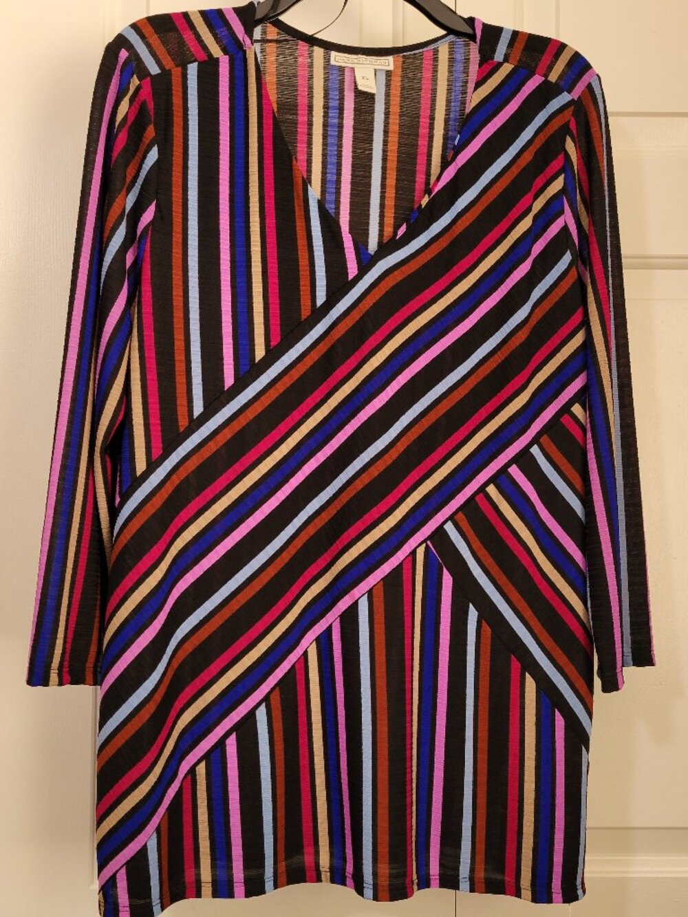 Dana Buchman Multicolor Striped Wrap-Style Tunic Top - XL